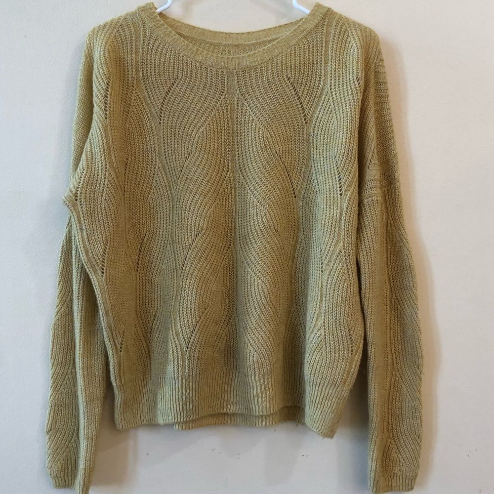 Anthropologie Mustard Yellow Crew Neck Sweater